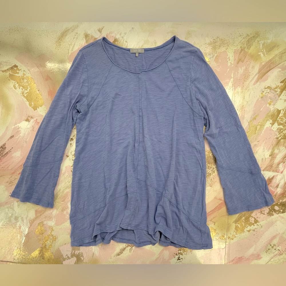 Habitat Clothes to Live In Lilac Blue Cotton Tunic Top Long Sleeve M